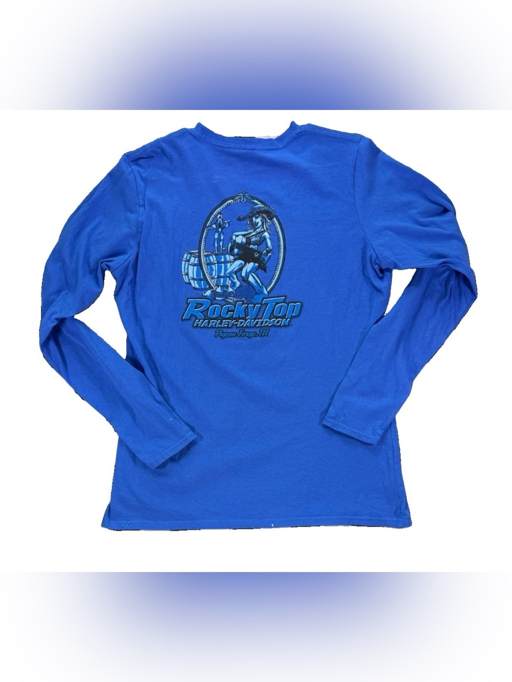 Harley Davidson Rocky Top Pigeon Forge Long Sleeve T Shirt Women's Large Blue